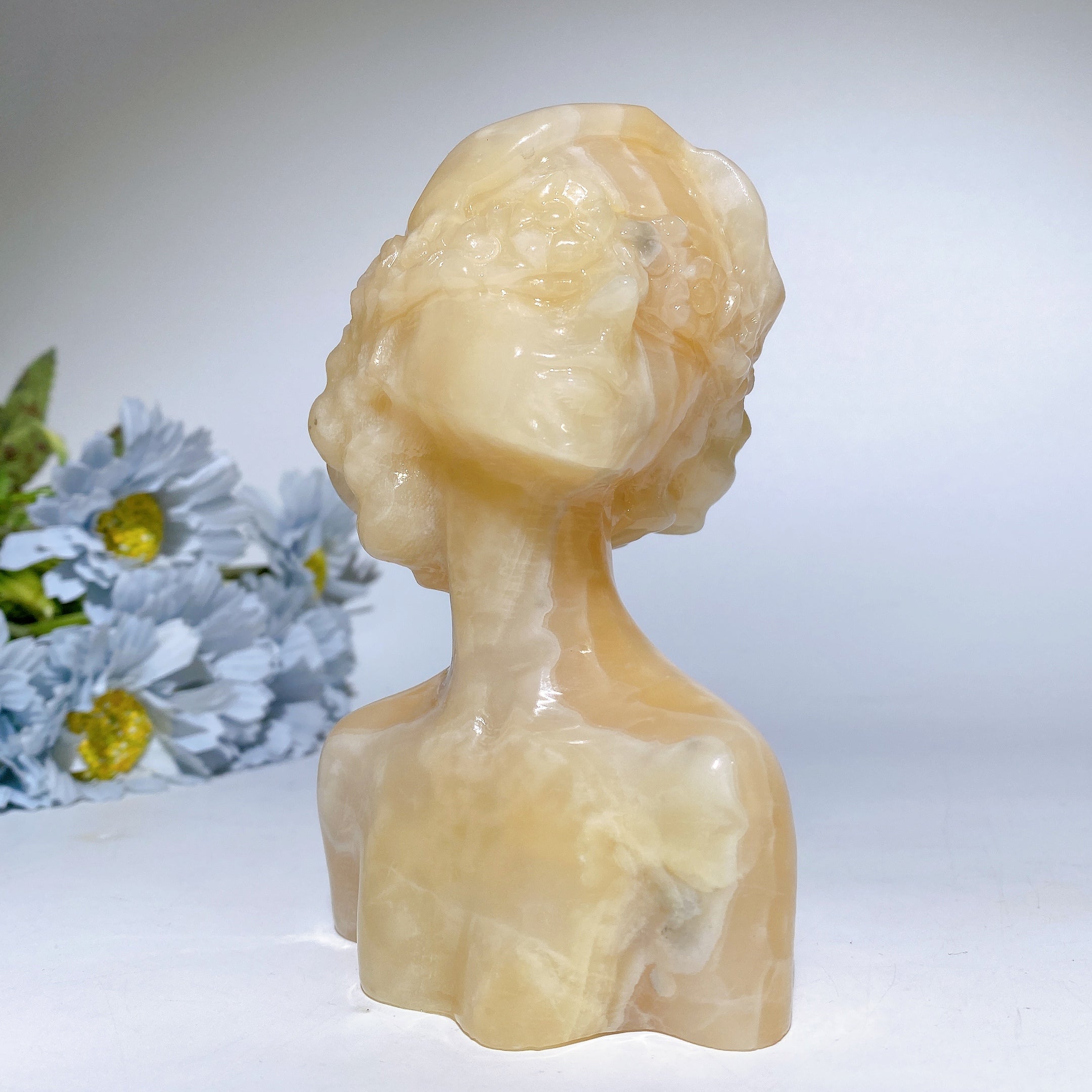 5,1-5,3 Zoll Orange Calcit Jade Lady Büste Kristall Figur