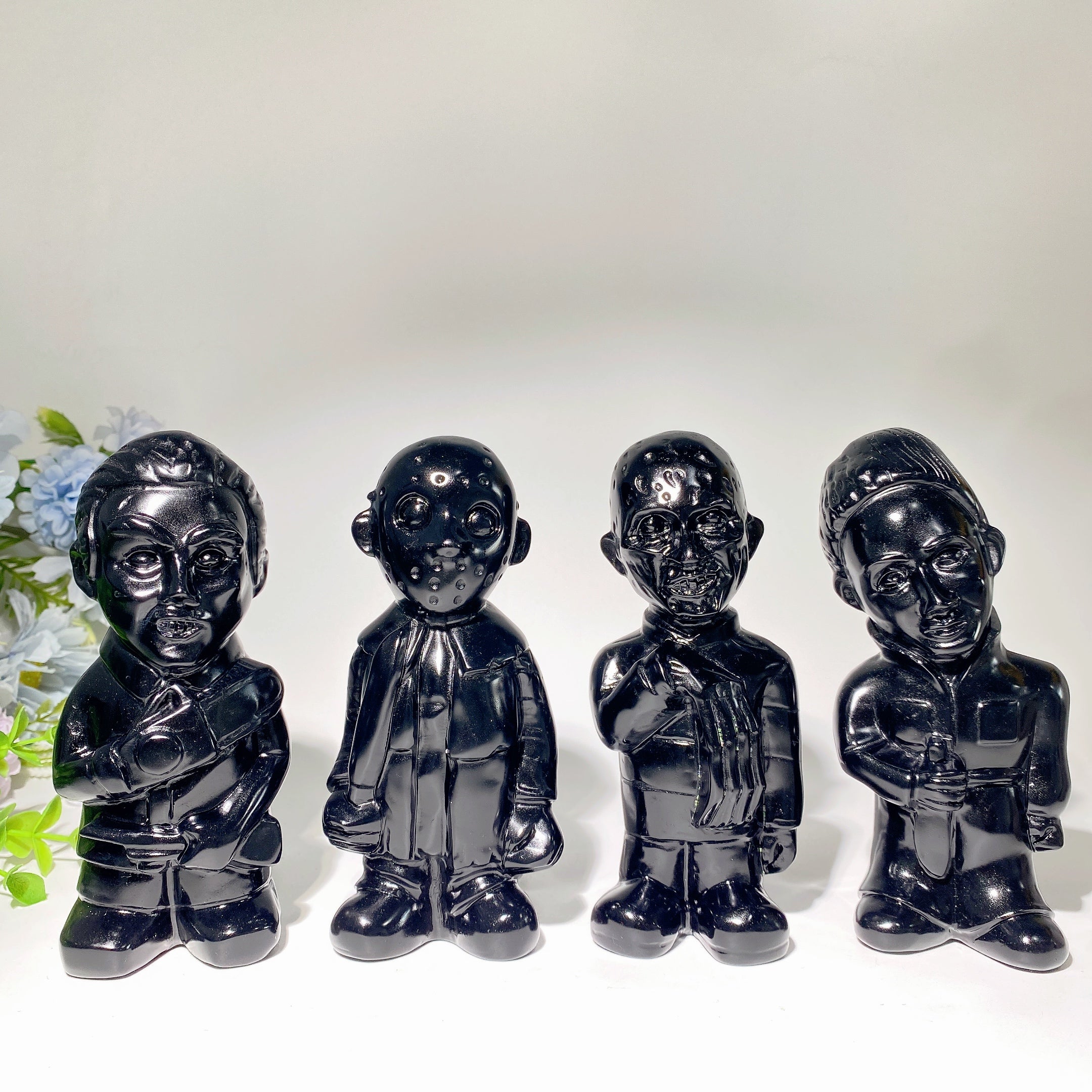 5.4 Inch Black Obsidian Killer Carvings Crystal Figurines