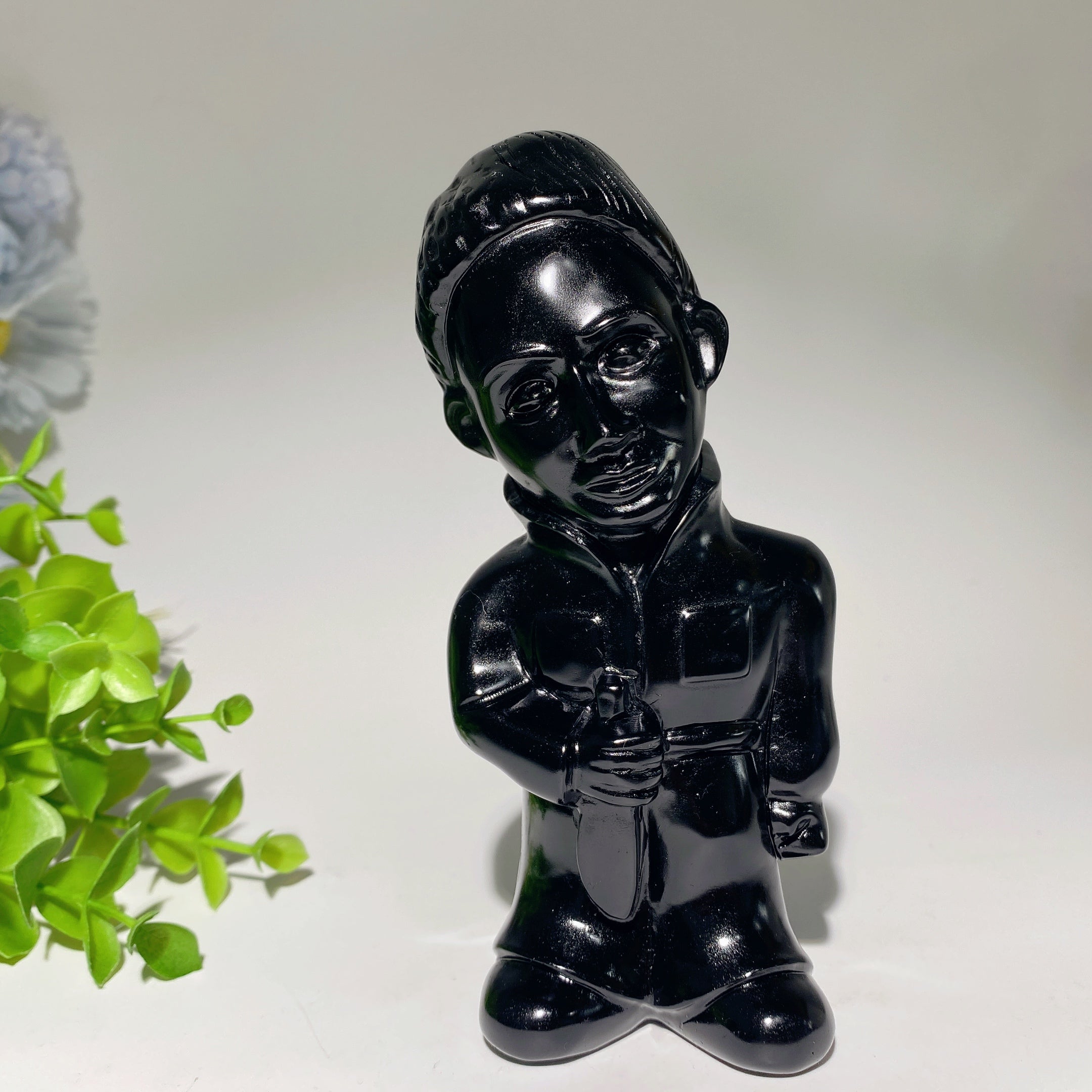 5.4 Inch Black Obsidian Killer Carvings Crystal Figurines