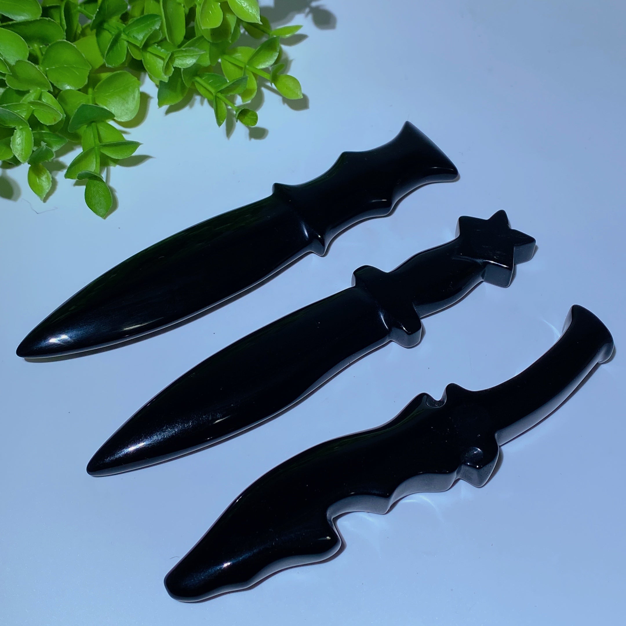 5.5-inch Black Obsidian Crystal Dagger for Healing Energy