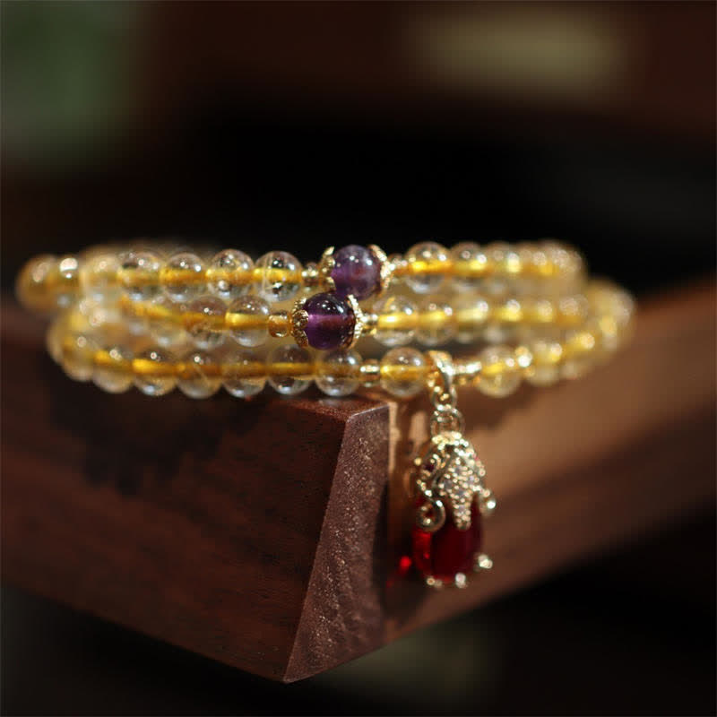 5,5 mm Citrin-Amethyst-Pixiu-Wohlstandsschutzarmband