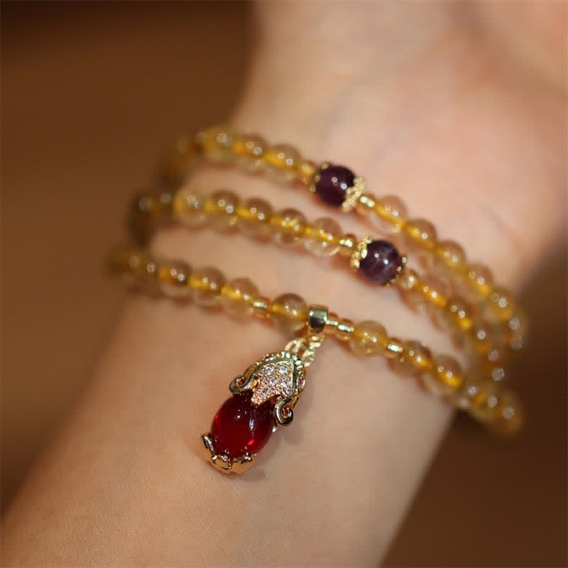 5,5 mm Citrin-Amethyst-Pixiu-Wohlstandsschutzarmband