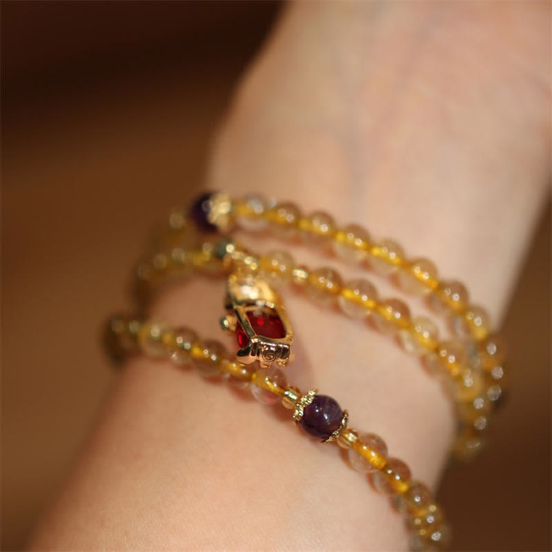 5,5 mm Citrin-Amethyst-Pixiu-Wohlstandsschutzarmband