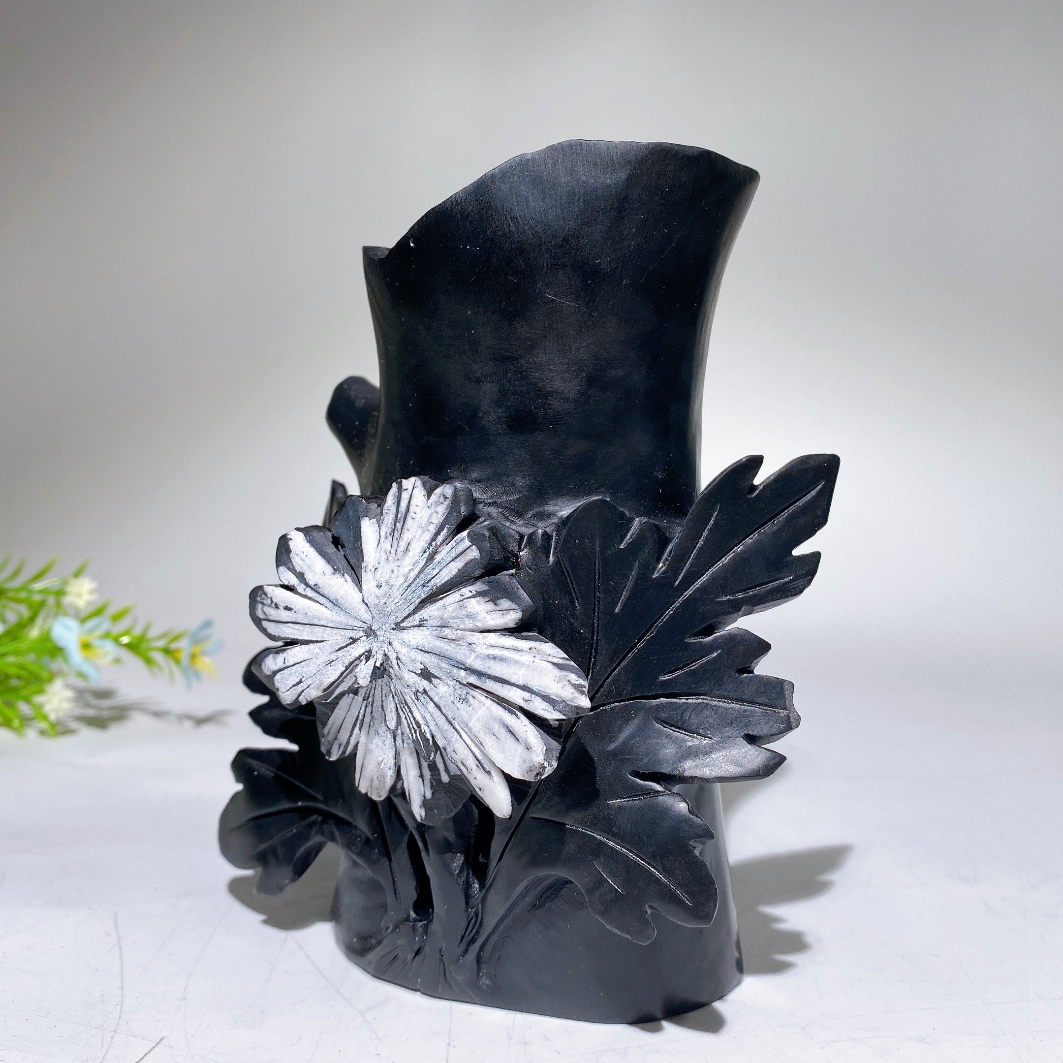 5.7" Crystal Chrysanthemum Pen Holder Sculpture