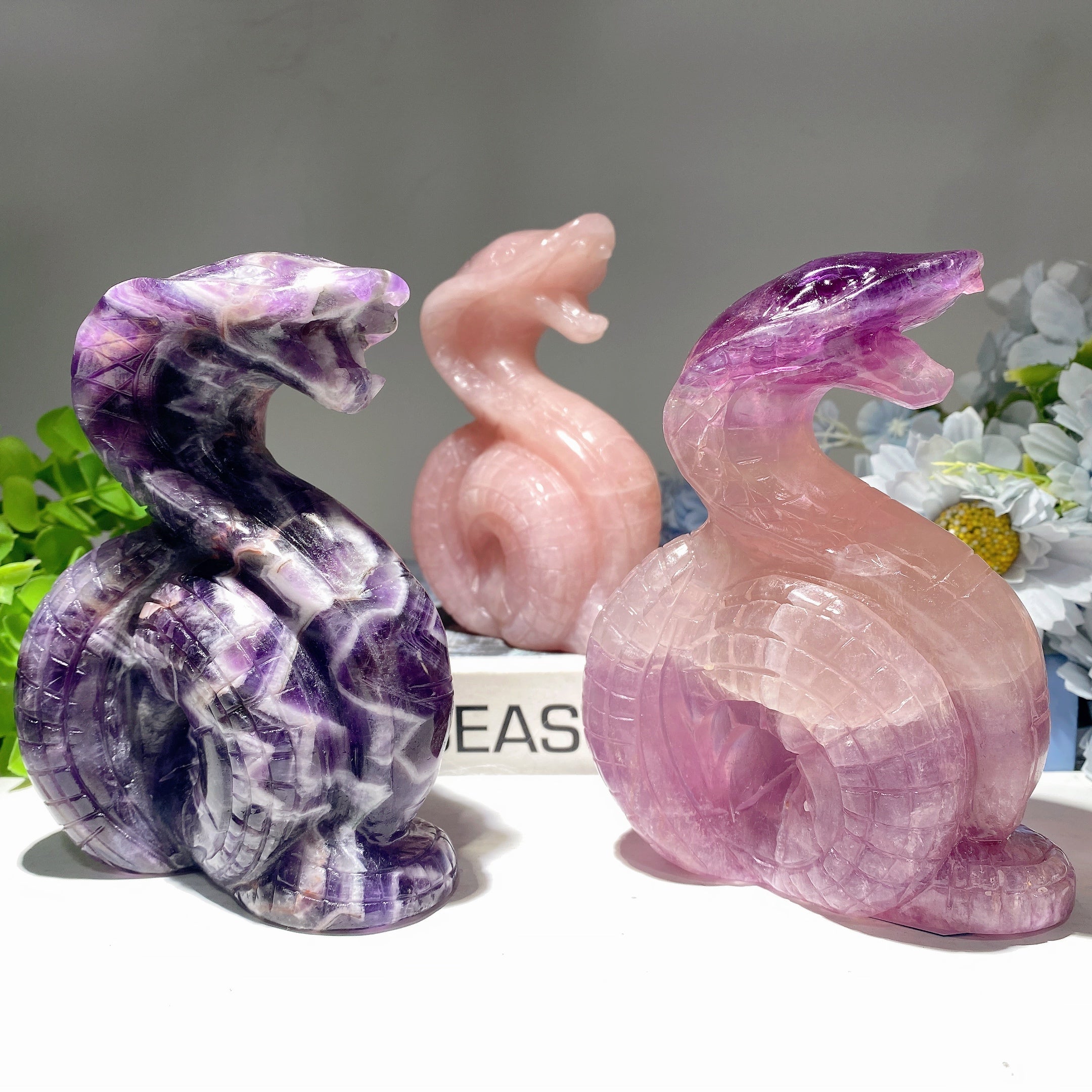 5-Inch Mixed Crystal Snake Carvings Figurines for Healing