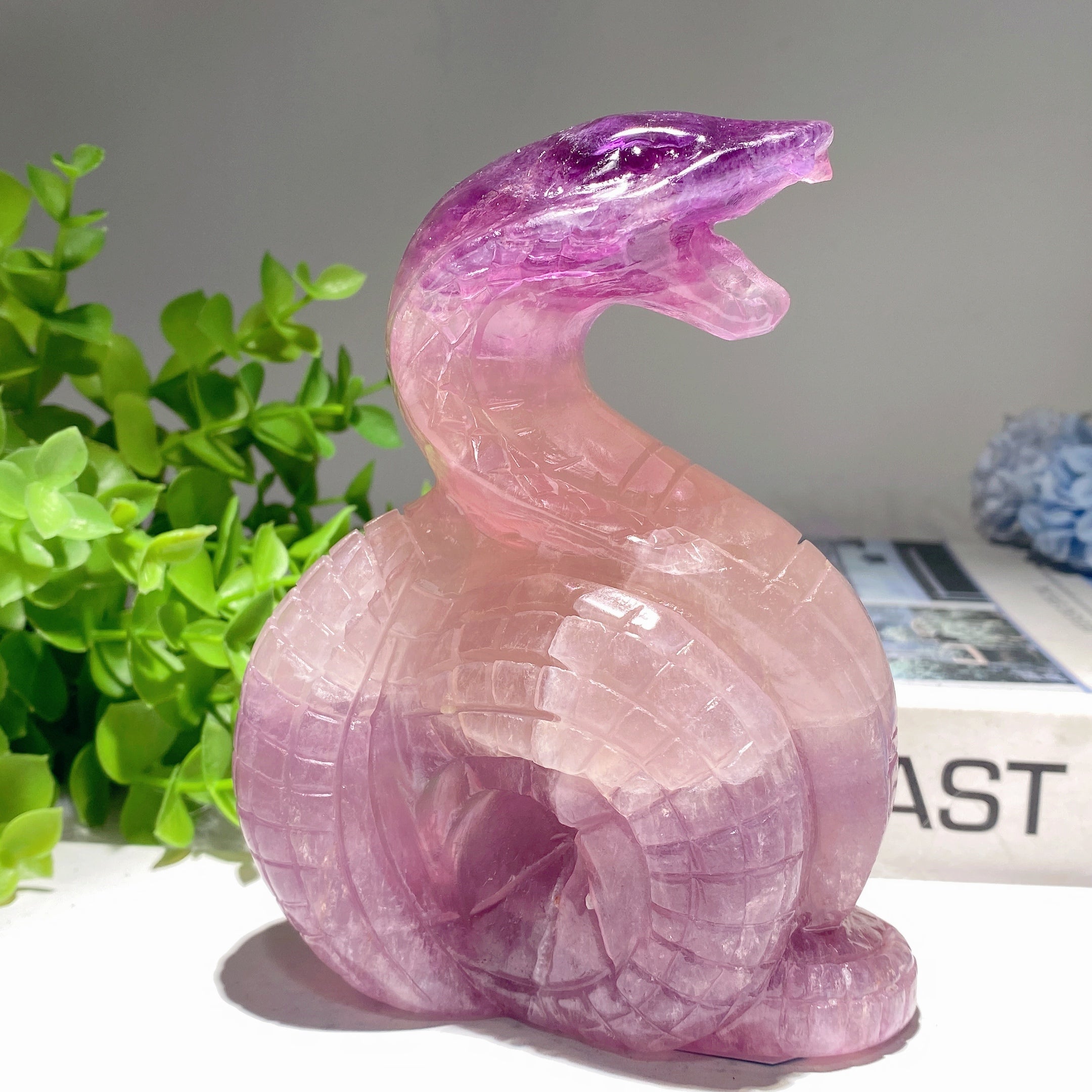 5-Inch Mixed Crystal Snake Carvings Figurines for Healing