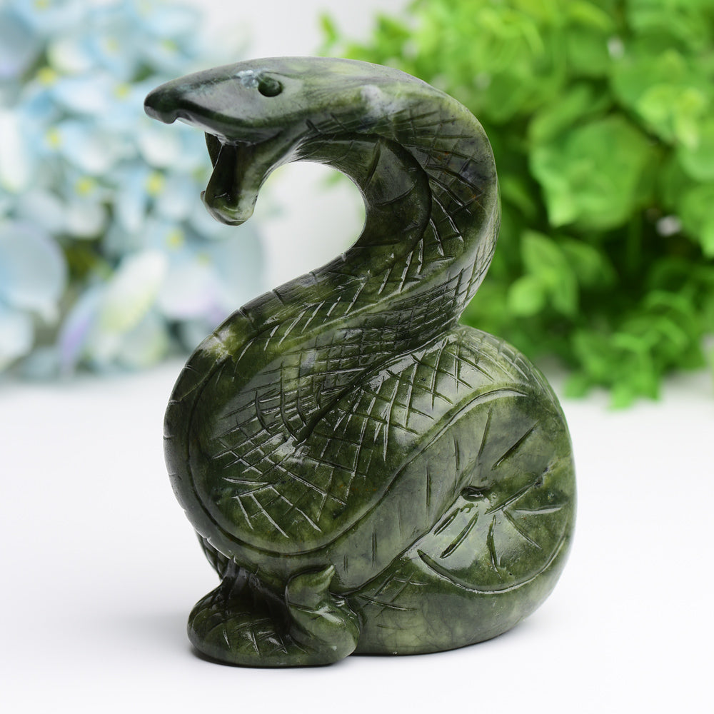 5-Inch Mixed Crystal Snake Carvings Figurines for Healing