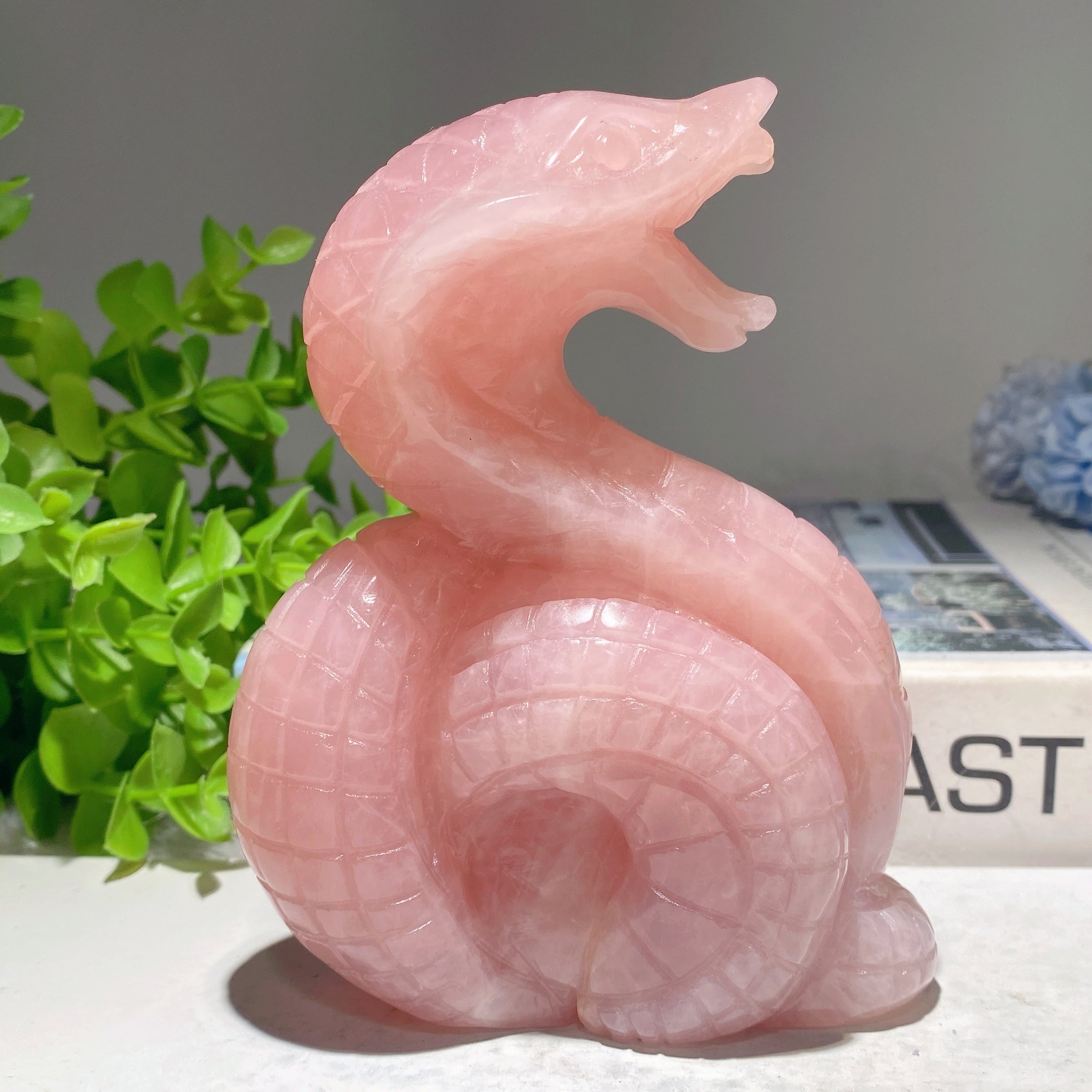 5-Inch Mixed Crystal Snake Carvings Figurines for Healing