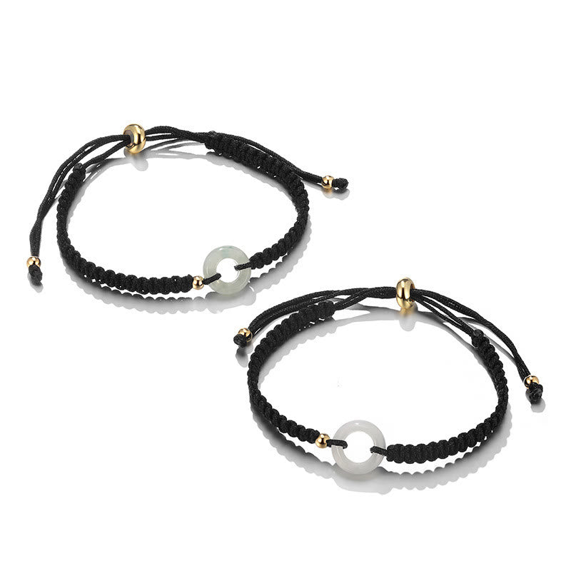 Green Aventurine White Jade Peace Buckle Couple Bracelet