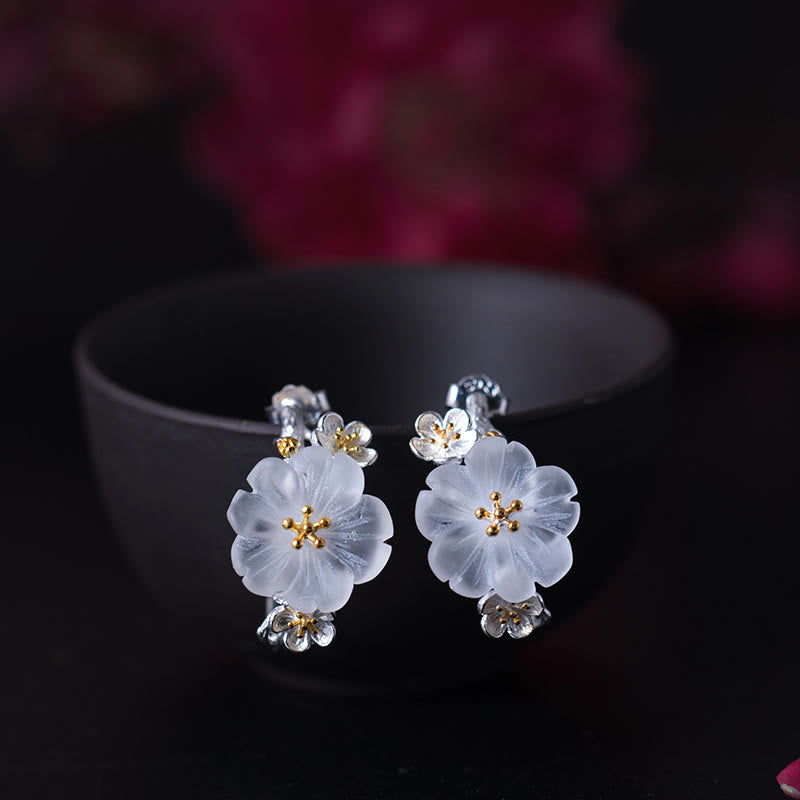 925 Sterling Silver Plum Blossom Spiritual Earrings for Protection