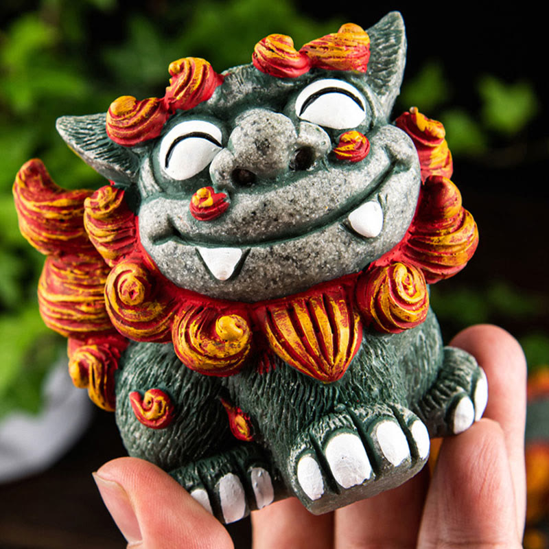 Small Pair of Resin Fu Foo Dogs | Protection Buddha Statue