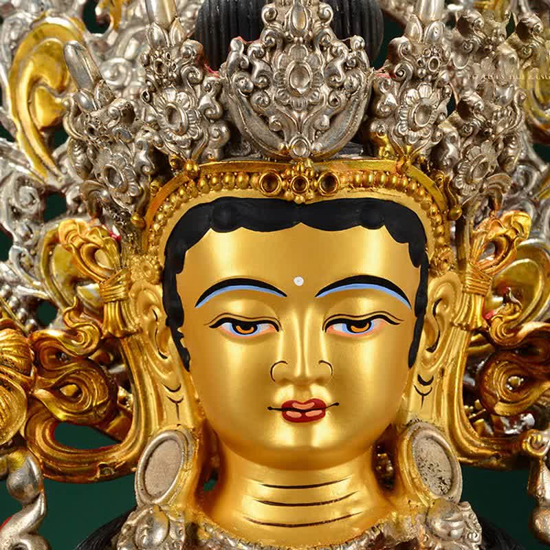 10 Inch Green Tara Copper Buddha Statue for Hope & Protection