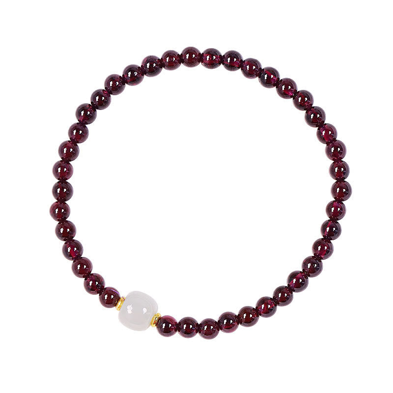 Garnet Jade Bead Purification Bracelet 4mm Garnet 7x6mm Jade