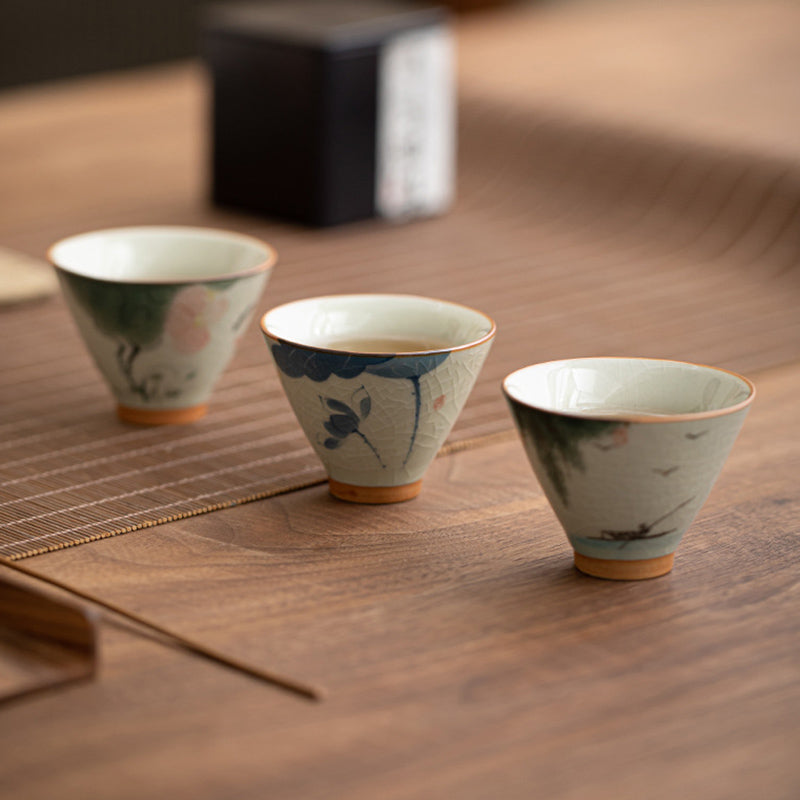 50 ml Keramik-Teetasse mit Koi-Fisch-Lotus-Design für Meditation