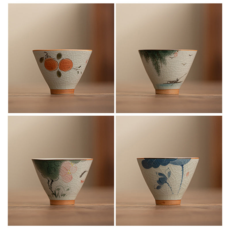 50 ml Keramik-Teetasse mit Koi-Fisch-Lotus-Design für Meditation
