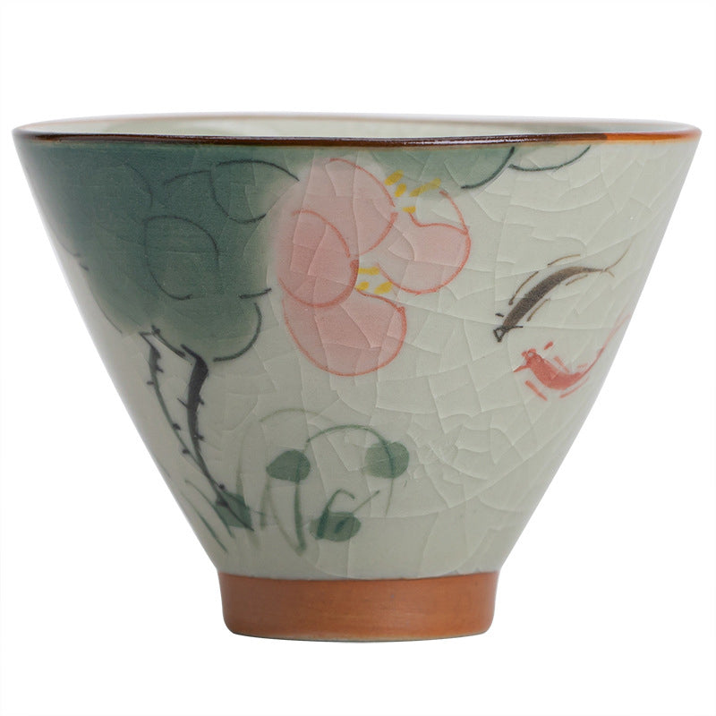 50 ml Keramik-Teetasse mit Koi-Fisch-Lotus-Design für Meditation