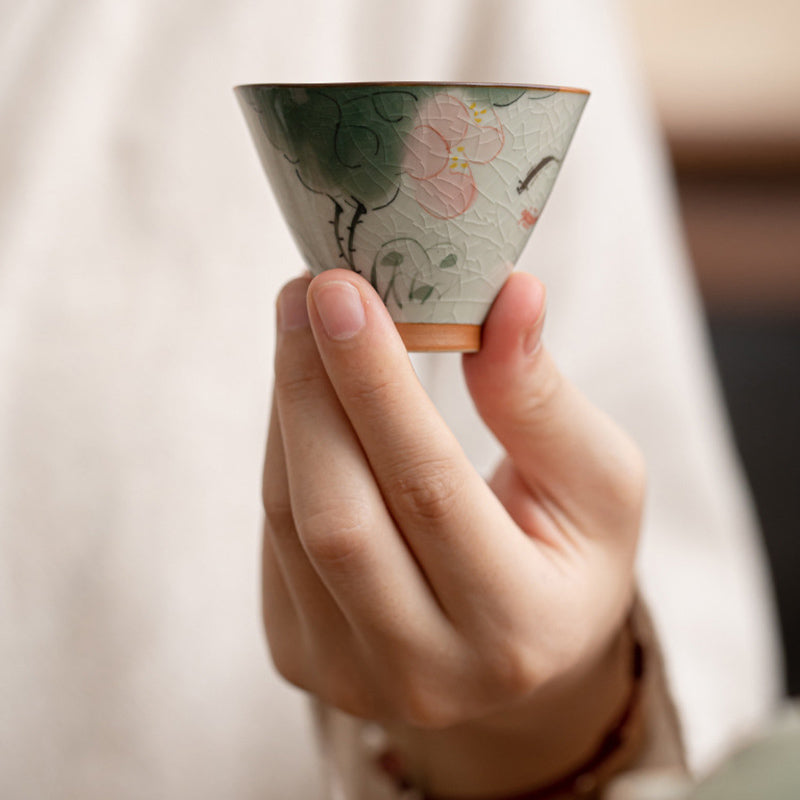 50 ml Keramik-Teetasse mit Koi-Fisch-Lotus-Design für Meditation