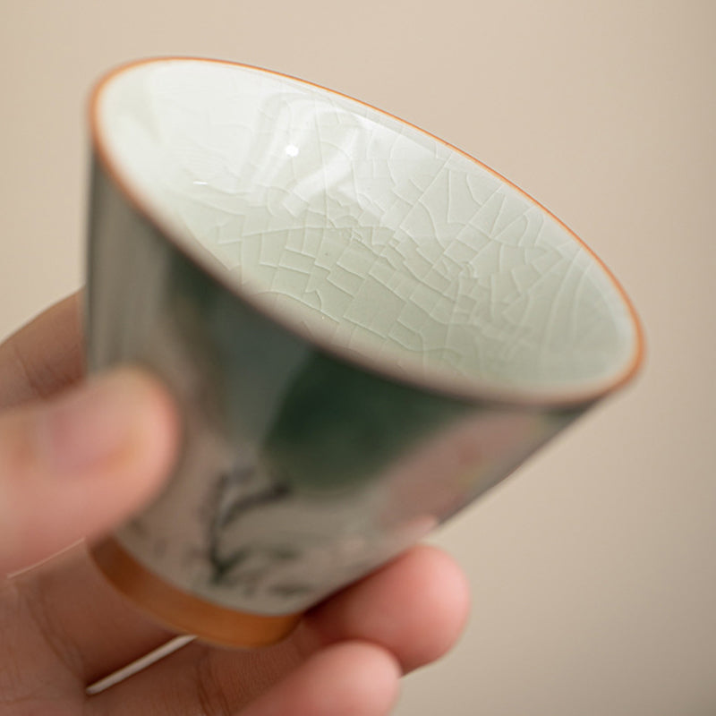 50 ml Keramik-Teetasse mit Koi-Fisch-Lotus-Design für Meditation