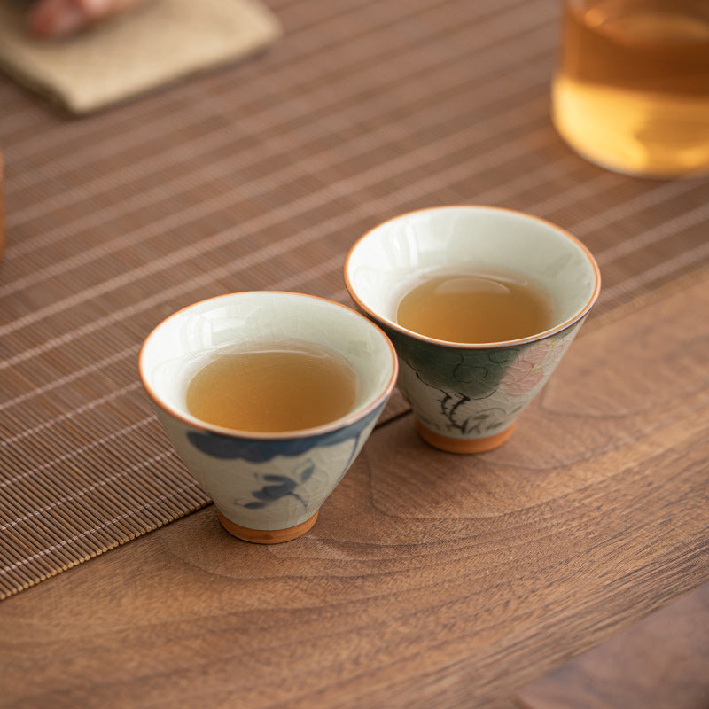 50 ml Keramik-Teetasse mit Koi-Fisch-Lotus-Design für Meditation