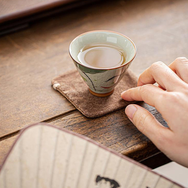 50 ml Keramik-Teetasse mit Koi-Fisch-Lotus-Design für Meditation
