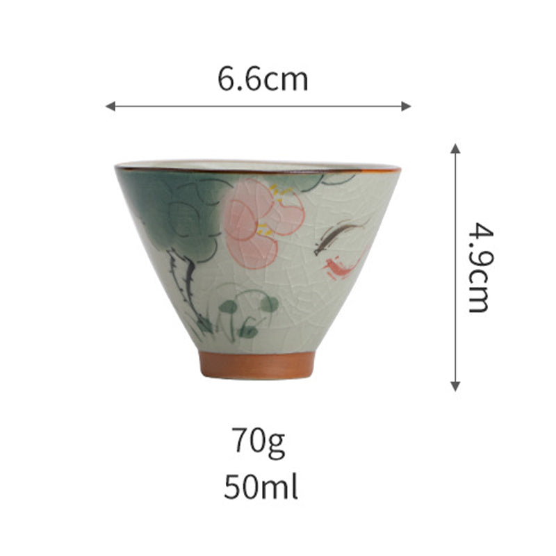 50 ml Keramik-Teetasse mit Koi-Fisch-Lotus-Design für Meditation