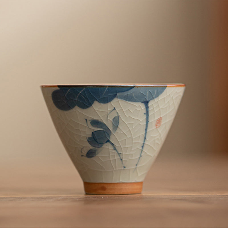 50 ml Keramik-Teetasse mit Koi-Fisch-Lotus-Design für Meditation