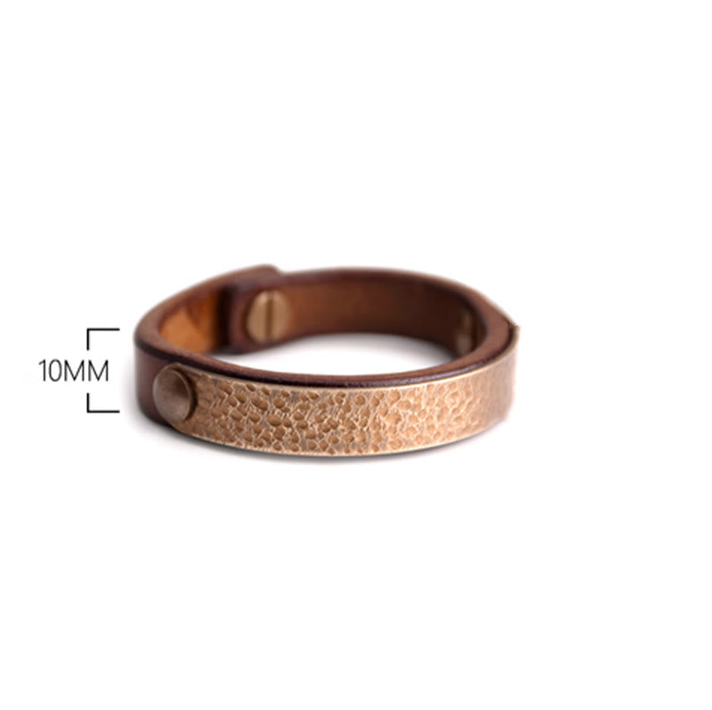 Vintage Copper Leather Wealth Bracelet for Spiritual Prosperity