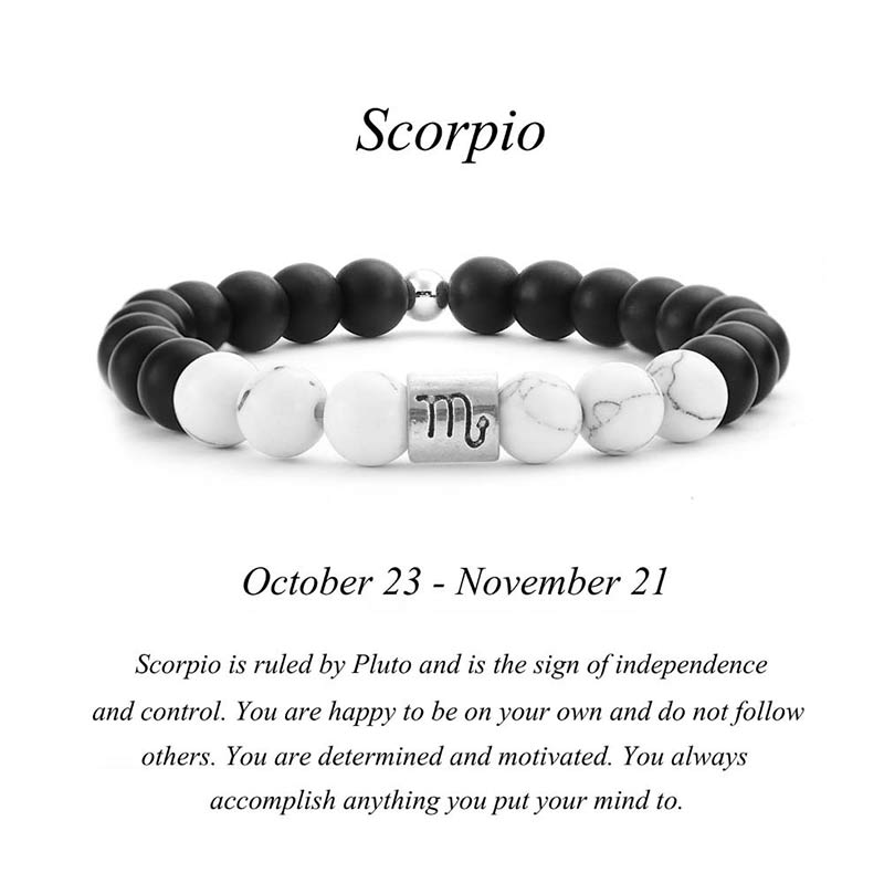 8mm White Turquoise Zodiac Bracelet for Protection & Fortune