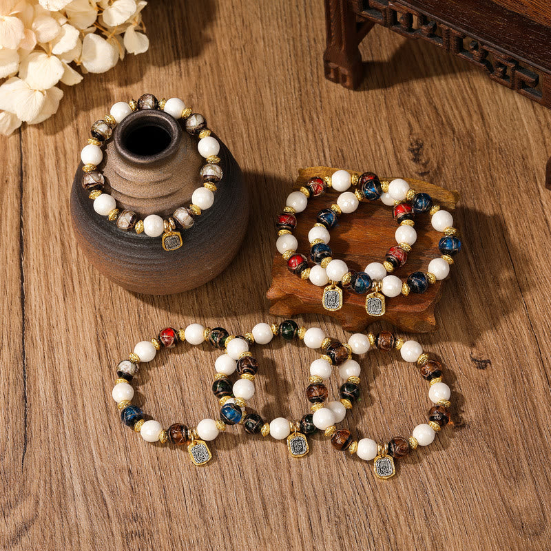 10mm Liuli Glass Incense Ash Porcelain Spiritual Protection Bracelet