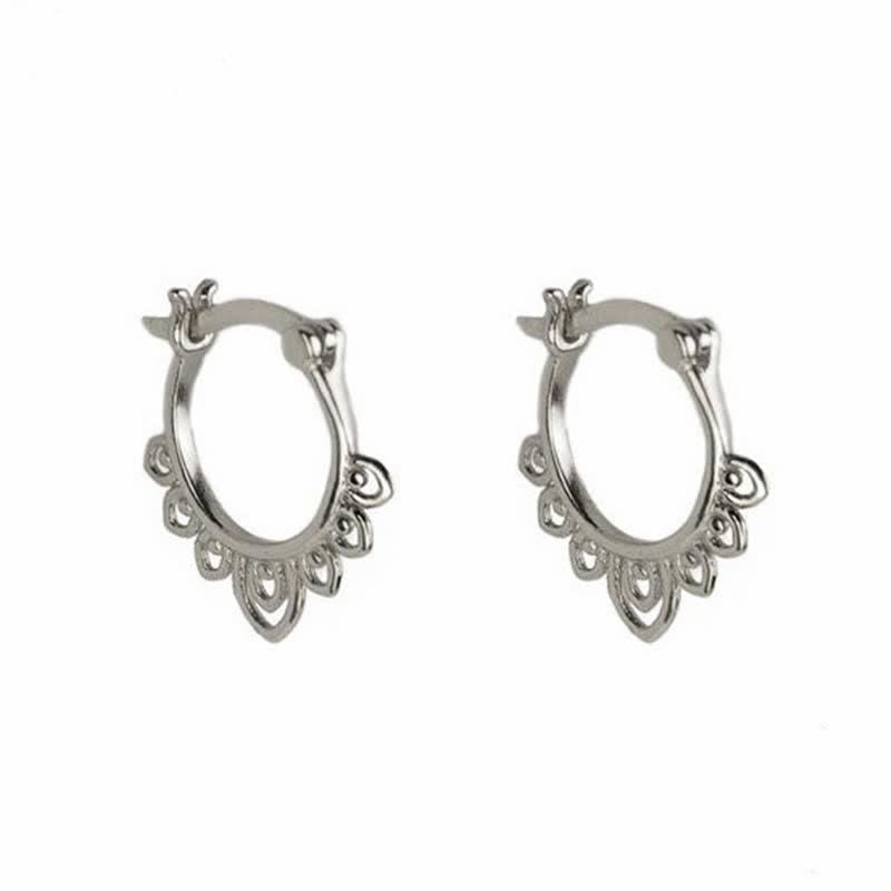 Copper Lotus Flower Luck Hoop Earrings