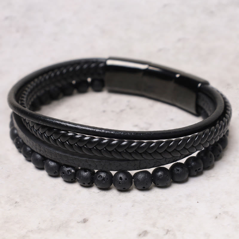 6mm Lava Rock Black Onyx Spiritual Bracelet for Protection