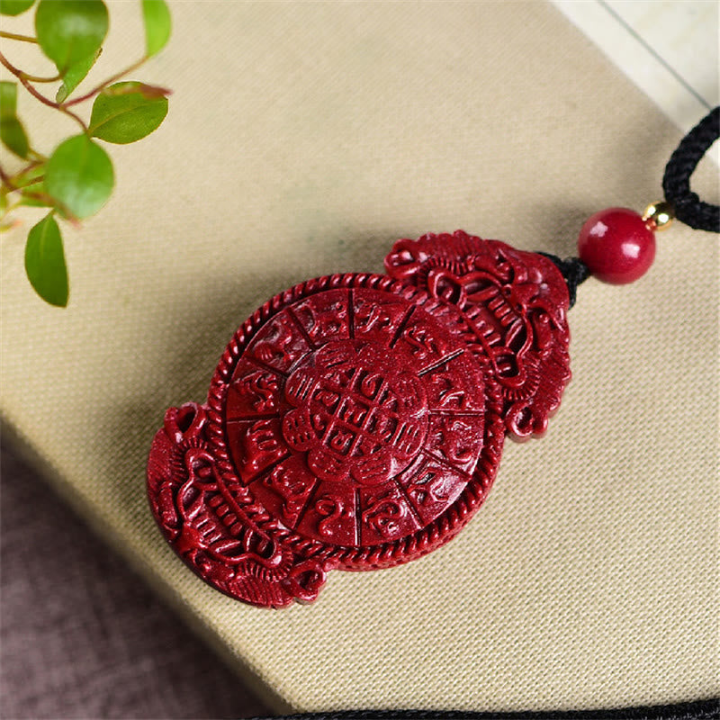 Cinnabar Buddha Necklace with Laughing Buddha & Yin Yang Pendant