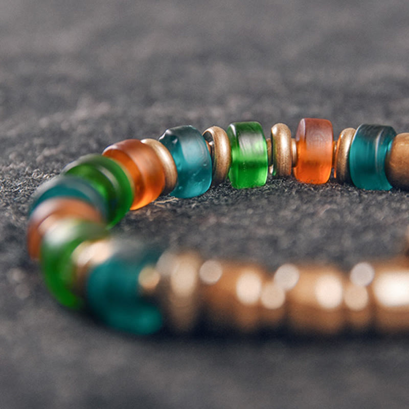 9mm Copper Colorful Glass Beads Spiritual Bracelet for Wealth
