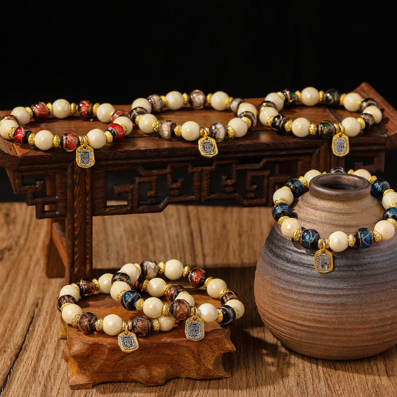 10mm Liuli Glass Incense Ash Porcelain Spiritual Protection Bracelet