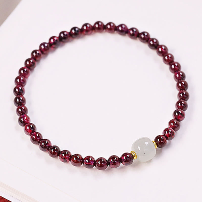 Garnet Jade Bead Purification Bracelet 4mm Garnet 7x6mm Jade