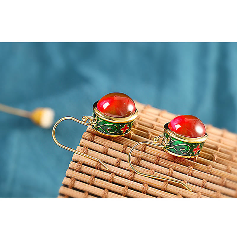 Red Corundum Spiritual Earrings for Confidence and Courage
