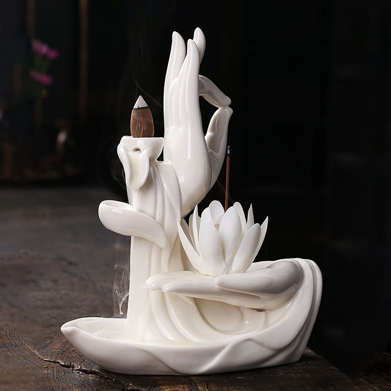 Handcrafted Purple Clay Lotus Ceramic Incense Burner