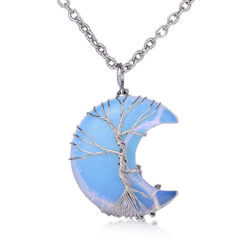 Natural Quartz Tree of Life Necklace for Healing & Balance