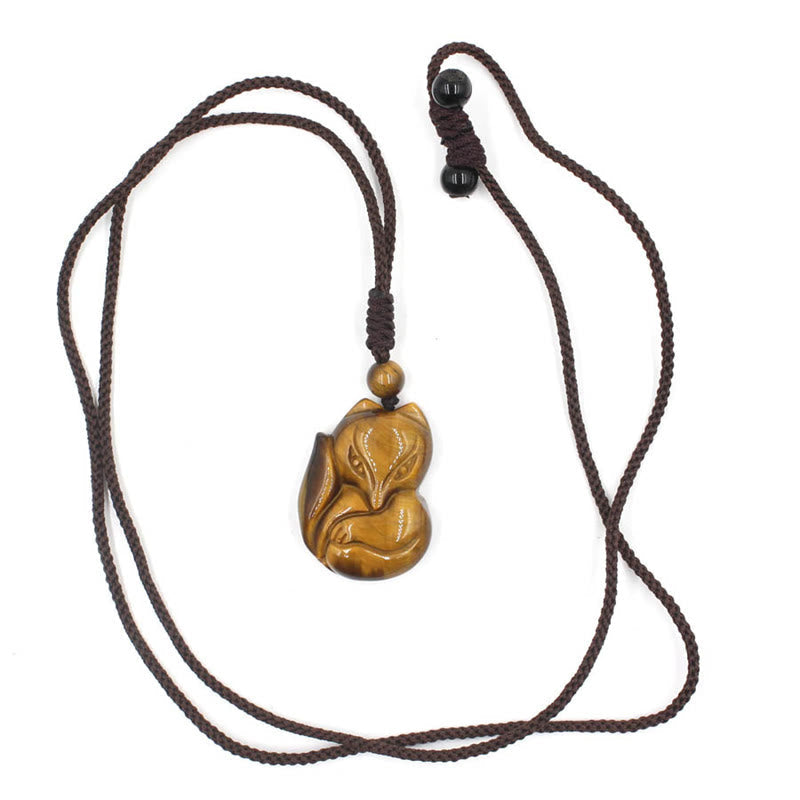 Obsidian Amulet Necklace with Tiger Eye & Ice Obsidian Stones