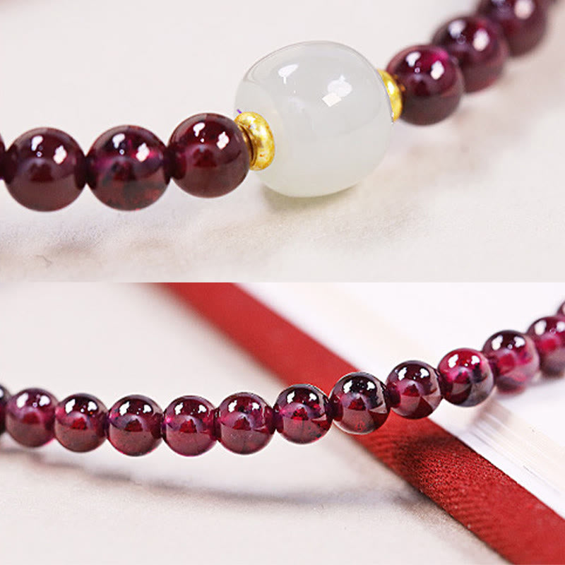 Garnet Jade Bead Purification Bracelet 4mm Garnet 7x6mm Jade