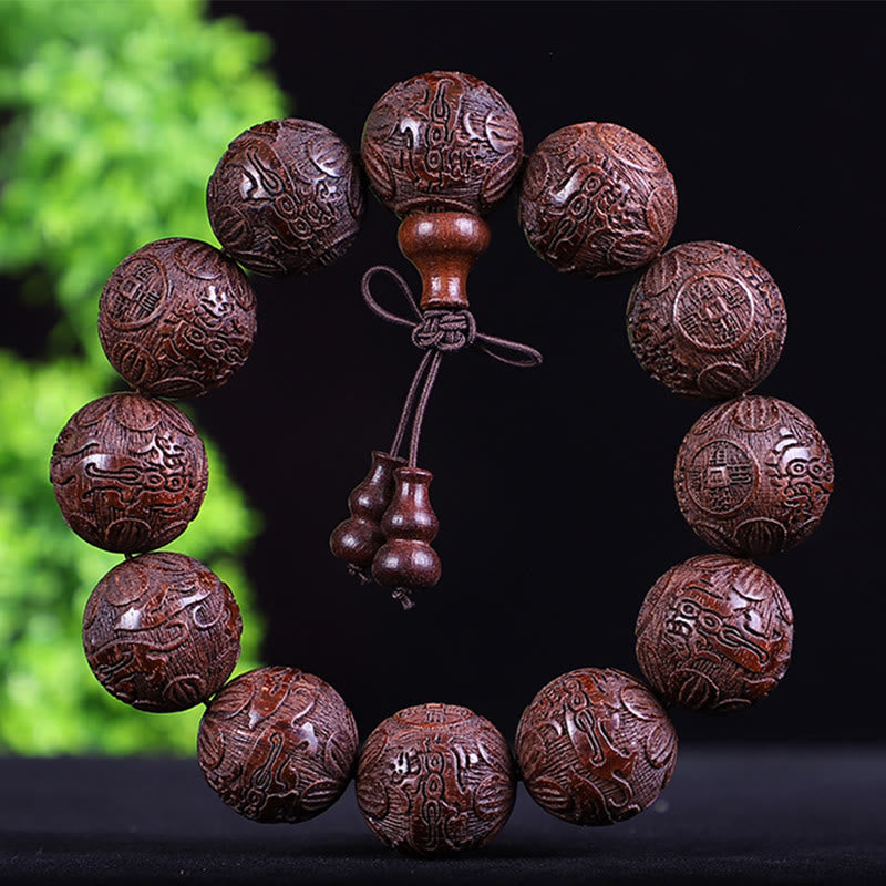 Chinesisches Sternzeichen-Armband aus Rosenholz | 12 Sternzeichen-Perlen Wärme
