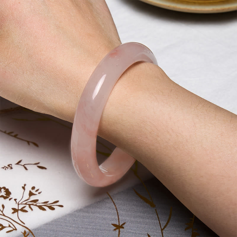 54–56 mm rosafarbenes, goldenes Seiden-Jade-Armband für Reichtum und Glück