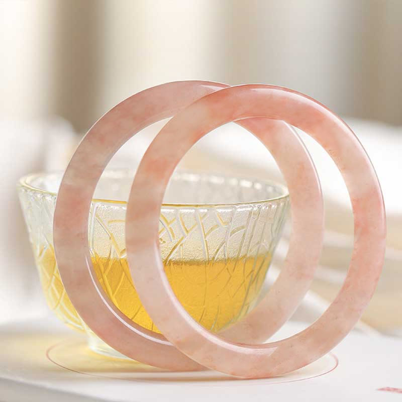 54–56 mm rosafarbenes, goldenes Seiden-Jade-Armband für Reichtum und Glück