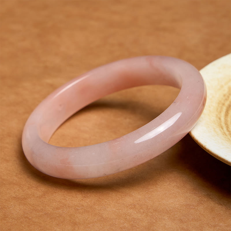 54–56 mm rosafarbenes, goldenes Seiden-Jade-Armband für Reichtum und Glück