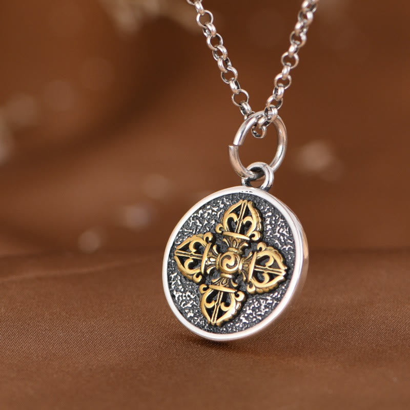 Doppelte Dorje Vajra Halskette | Spiritueller Anhänger aus 925er Sterlingsilber