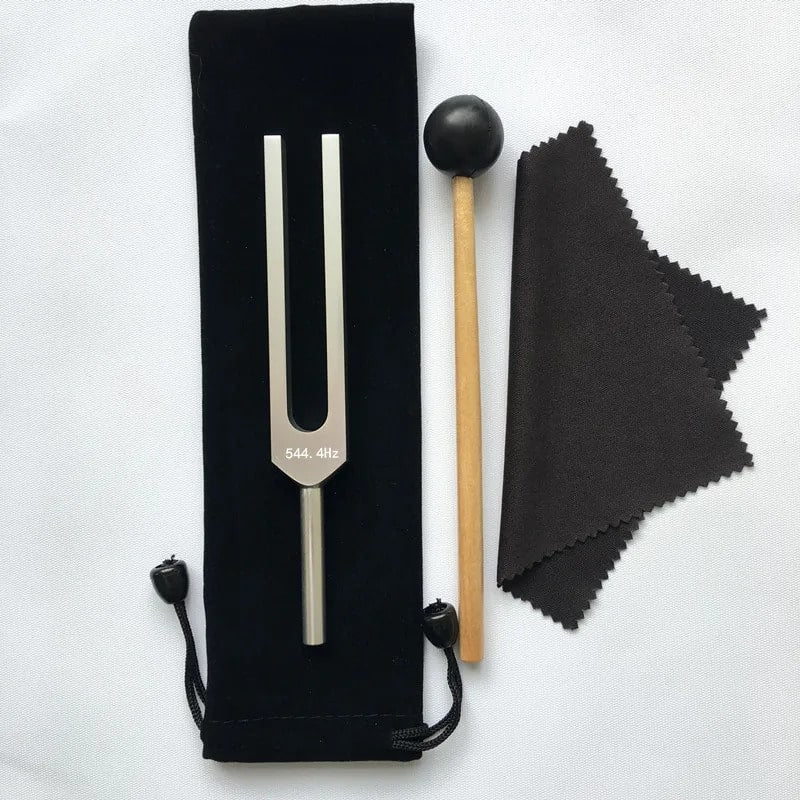 Tuning fork and mallet in black cloth case for 544.4 Hz Ultra OM healing