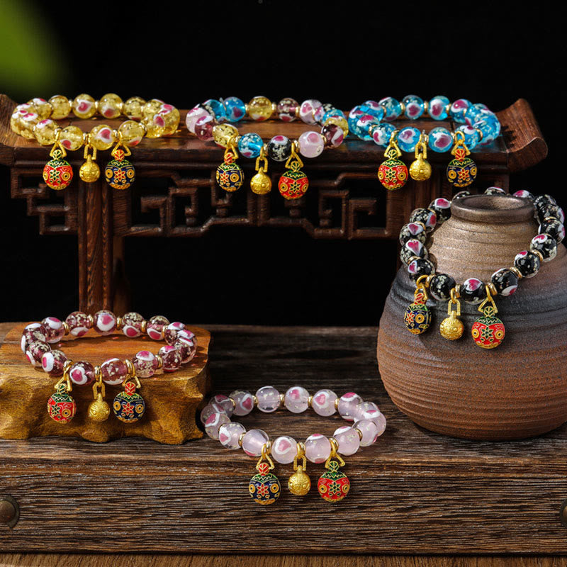 Pink Liuli Glass Spiritual Bracelet for Love & Luck