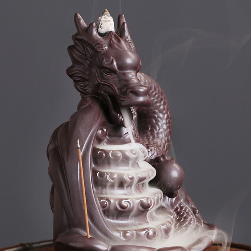 Dragon Pattern Ceramic Incense Burner for Success & Protection