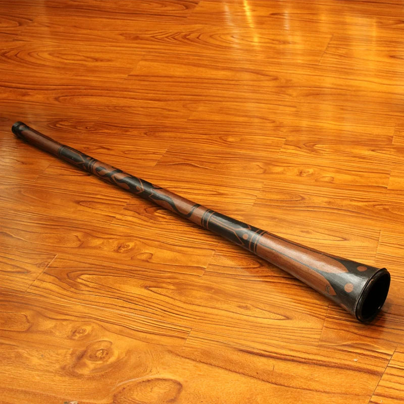 Traditional wooden didgeridoo with dark stained finish in 55 Professional Didgeridoo Instrument