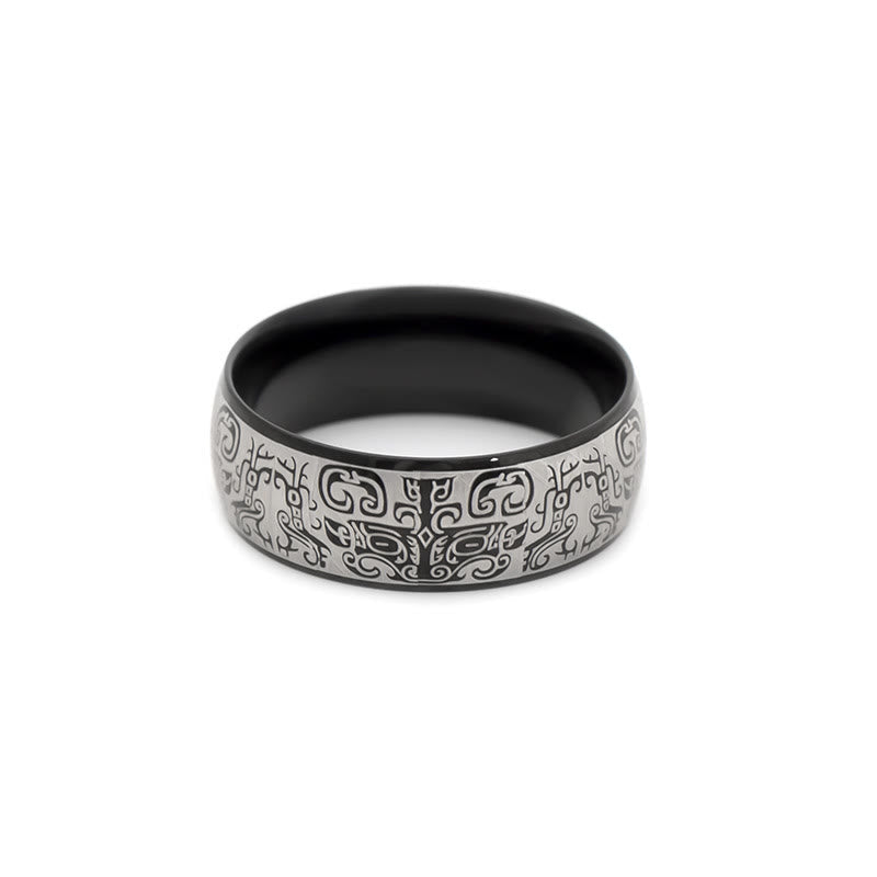 8mm Titanium Steel Taotie Ring for Luck & Wealth